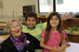 Happy students at Two Rock Elementary School with resident volunteer